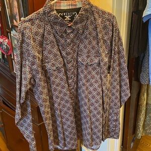 Twenty X Black red print  western Graphic long sleeve snap shirt XXL